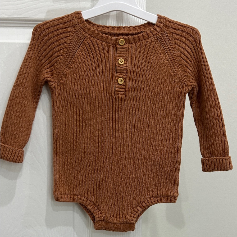 Little Planet by Carter’s Cozy Brown Ribbed Knit Baby Onesie